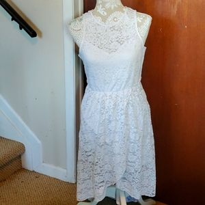 Junior's white lace high low spring dress